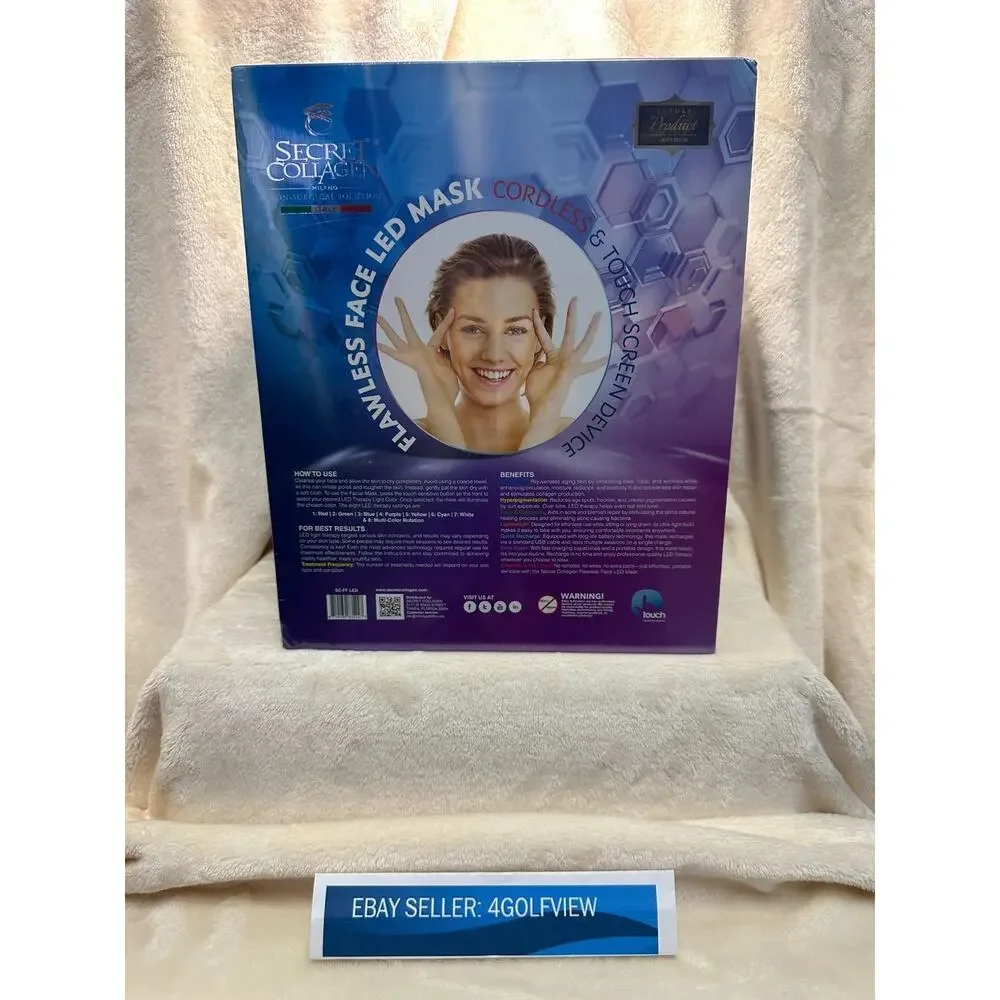 NEW SEALED BOX - Secret Collagen Flawless Face LED Cordless Mask (7 LED Colors)